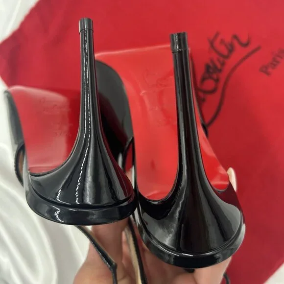 Christian Louboutin Kate Sling Back Patent Calfskin 85mm Red Sole Pumps - Picture 6 of 16